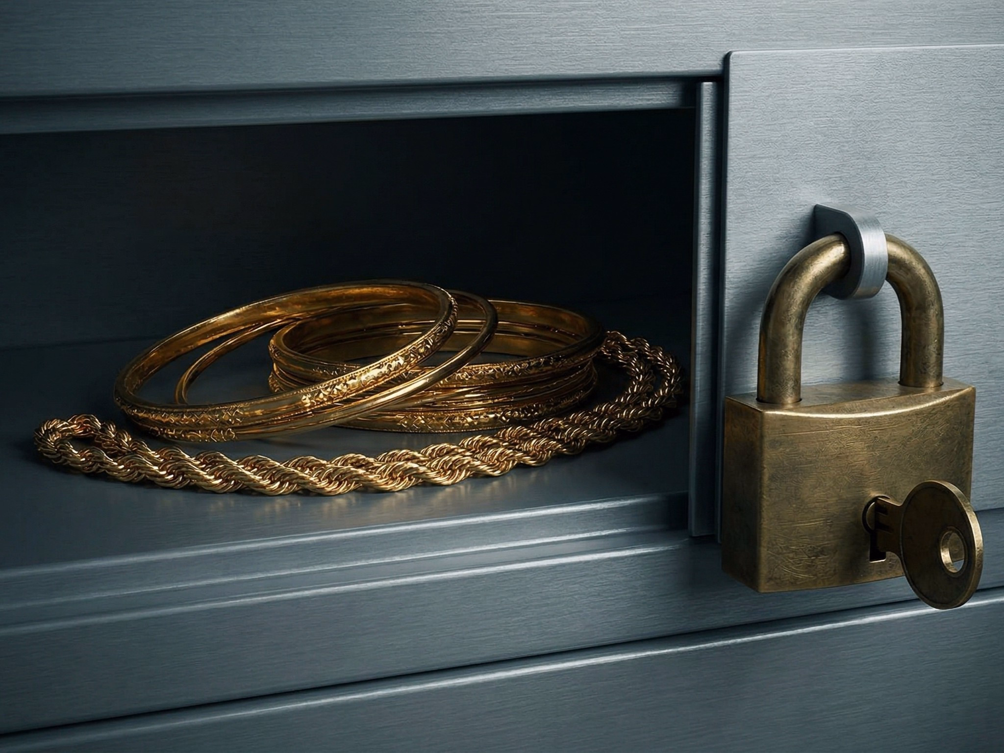 Pledged gold kept locked inside safety box